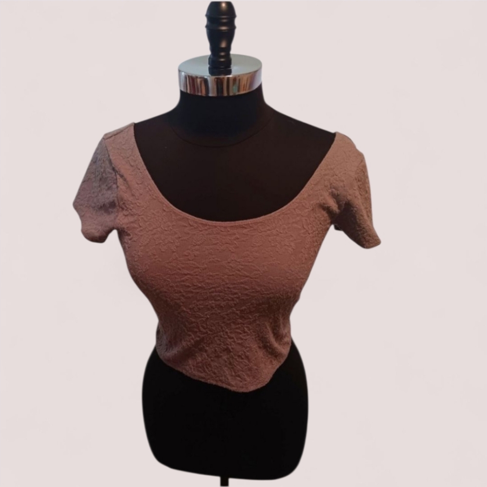 Abercrombie & Fitch Women's Large Floral Light Gray Crop Top Y2K Cottagecore